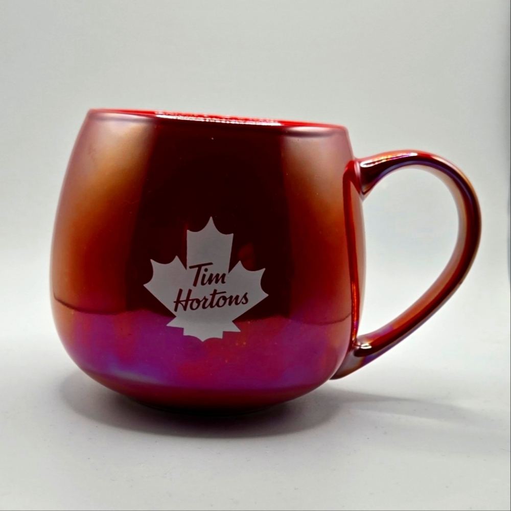 Tim Horton's 2020 Iridescent Red Coffee/Tea Mug (12 Oz) Maple Leaf